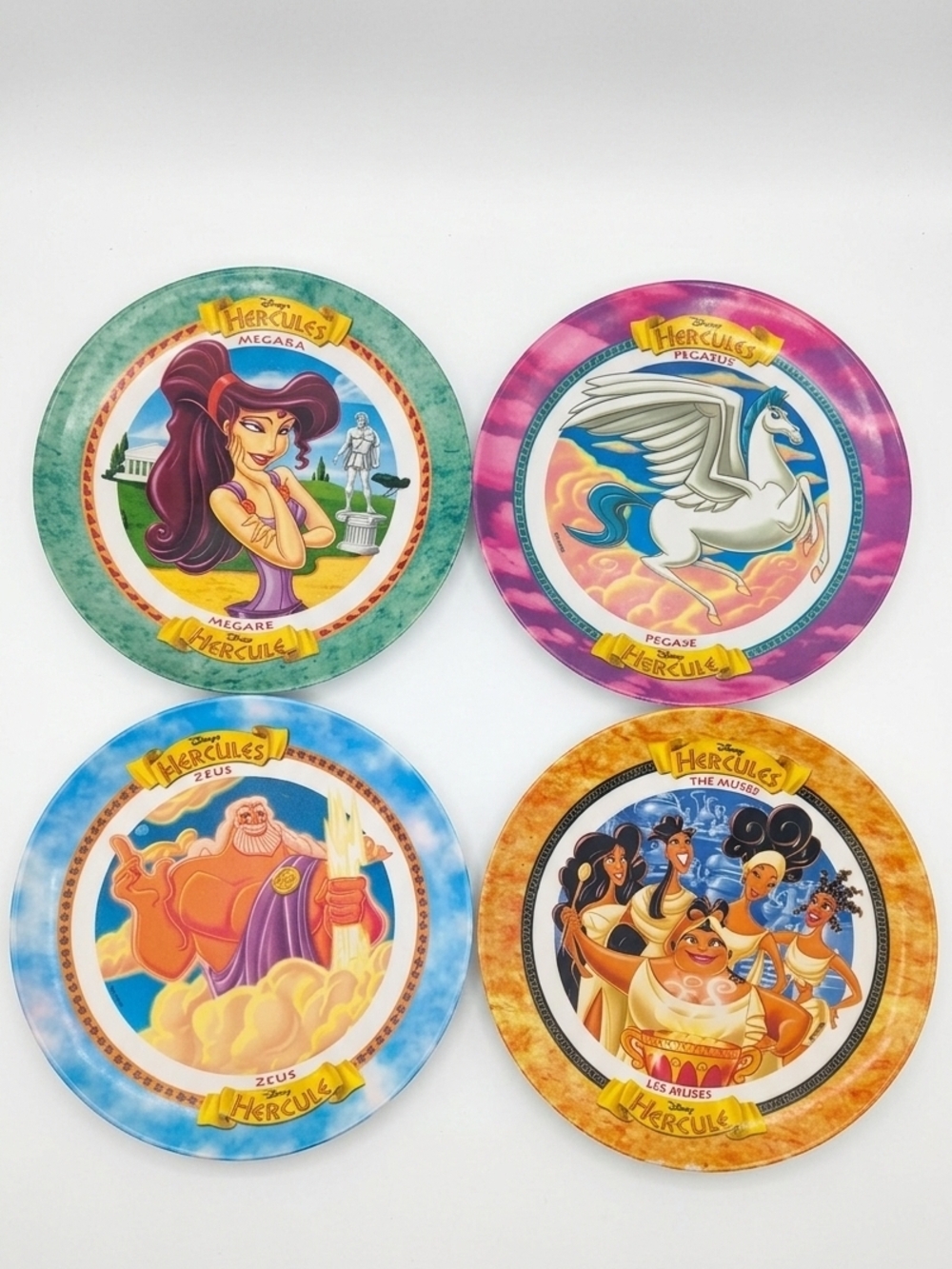 1997 Disney’s Hercules McDonald’s Plates Set of 4 Megara Pegasus Zeus  The Muse